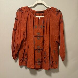 Hazel Embroidered Burnt Orange Blouse